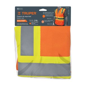 Chaleco de seguridad, máxima visibilidad, con bolsas, naranja