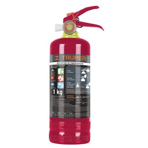Extintor recargable portátil 1 kg, polvo tipo ABC
